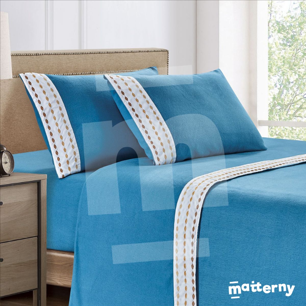 CASATEX - Set de Sabanas Polar Bordada Ultra Suave de 4 Piezas 2 Plazas