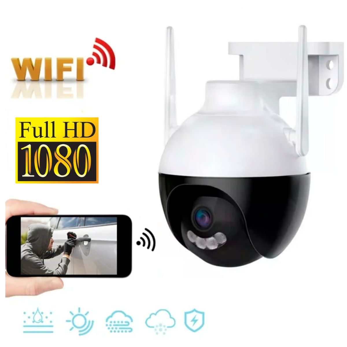GENERICO - Camara Exterior Wifi Inalambrica Seguridad Sensor De Movimiento FULL HD