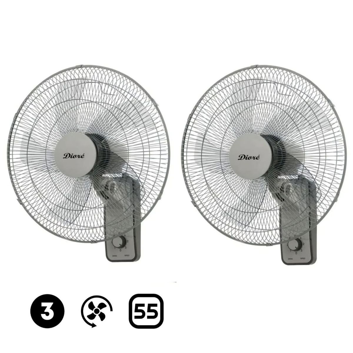 DIORE - 02 Ventiladores de pared Dioré MWF-1605 3 velocidades 5 aspas 50 Watts