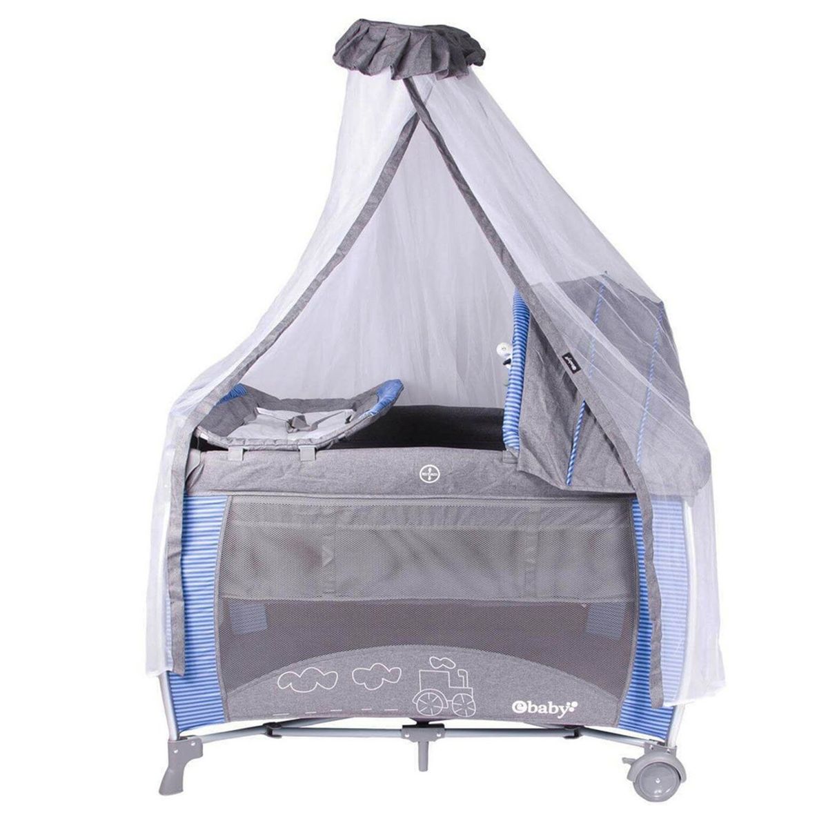 EBABY - Cuna Corral Aluminio Noa 780 Celeste+ Colchón Plomo