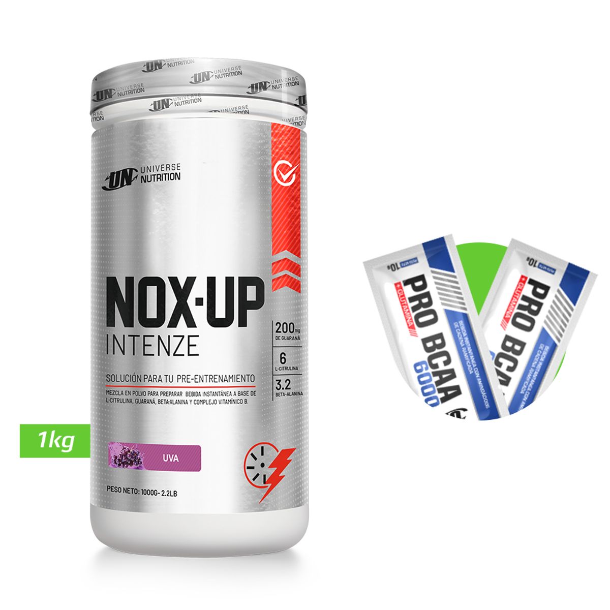 UNIVERSE NUTRITION - Nox up intenze 1 kg pre entreno un uva + regalos