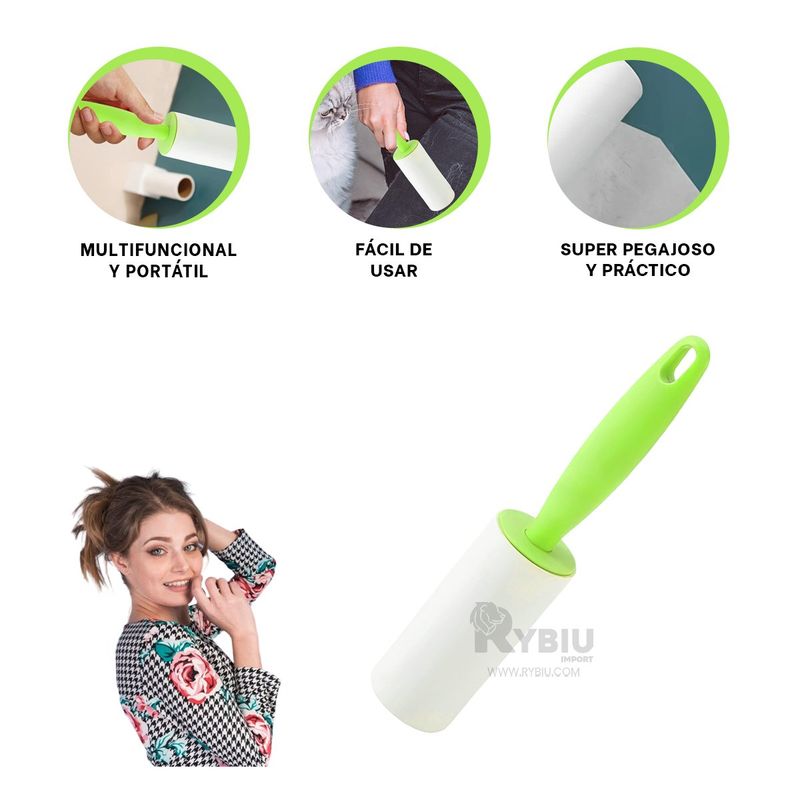 GENERICO - Removedor de Pelos en Ropa en Verde Y+Banderitas Adhesivas
