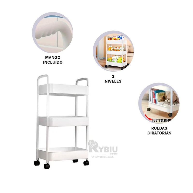 GENERICO - Mueble Movible en Tono Blanco Y+Regalo Stickers