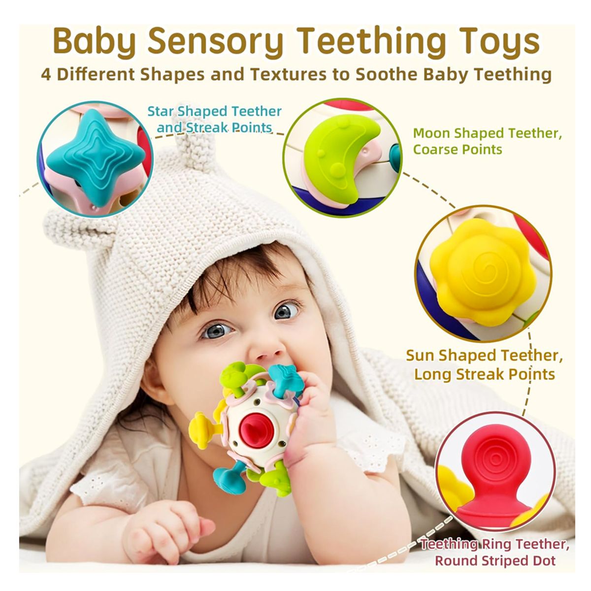 GENERICO - Sonajero Mordedor de Silicona Esfera de Actividades