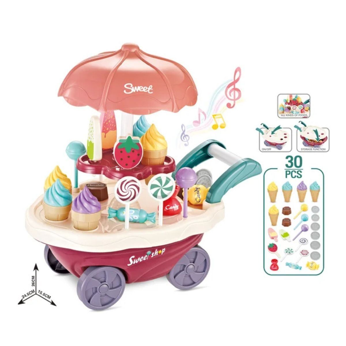 GENERICO - Juguete Carrito Heladero Para Bebes Con Luz Y Sonido 30 Pzs