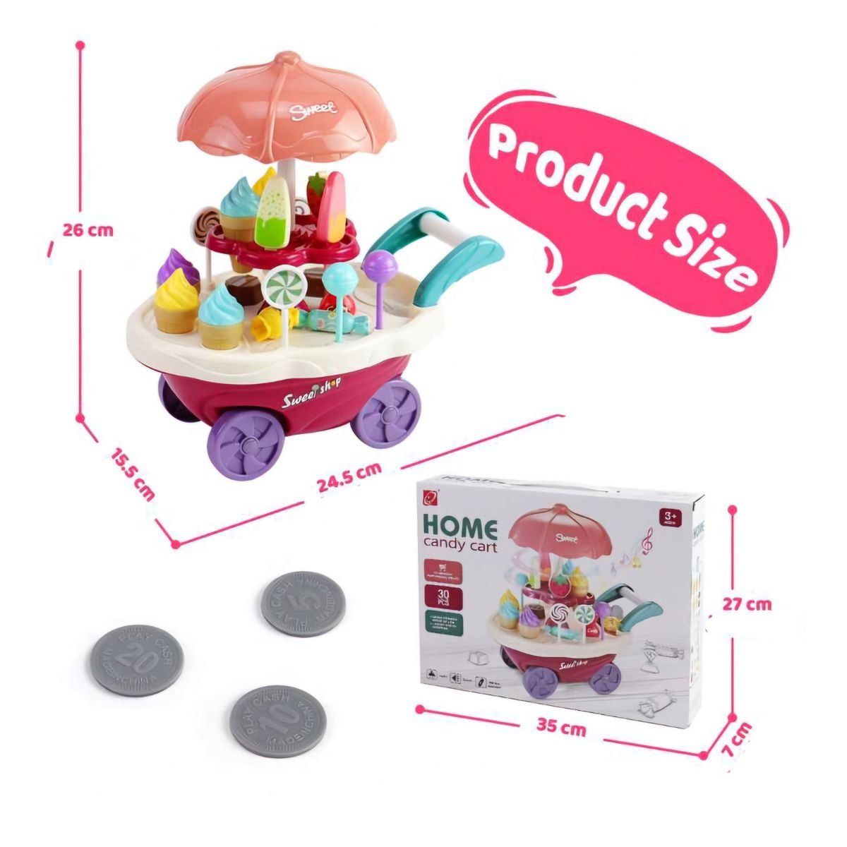 GENERICO - Juguete Carrito Heladero Para Bebes Con Luz Y Sonido 30 Pzs