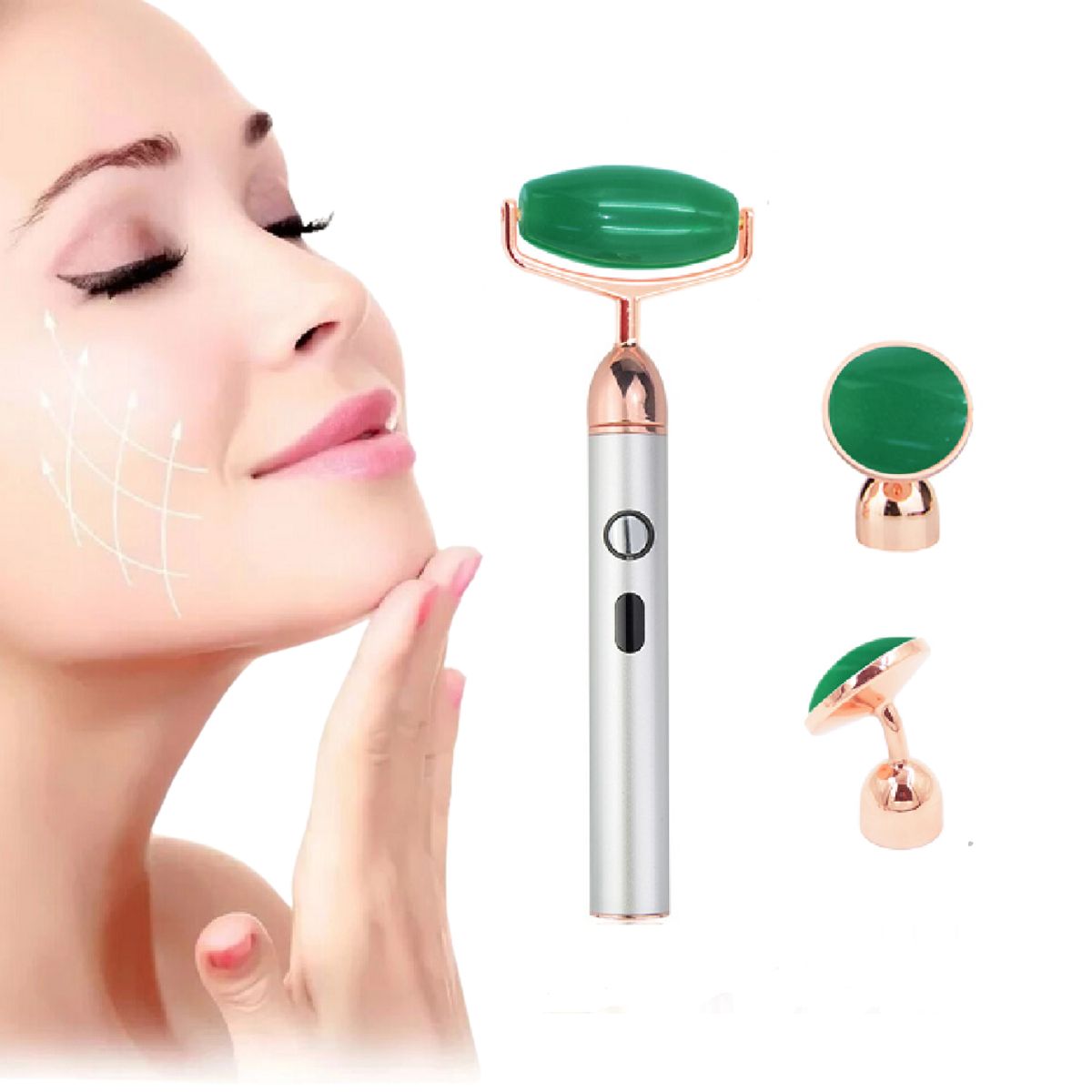 GENERICO - Masajeador Facial Jade Reafirmante Vibración Carga USB