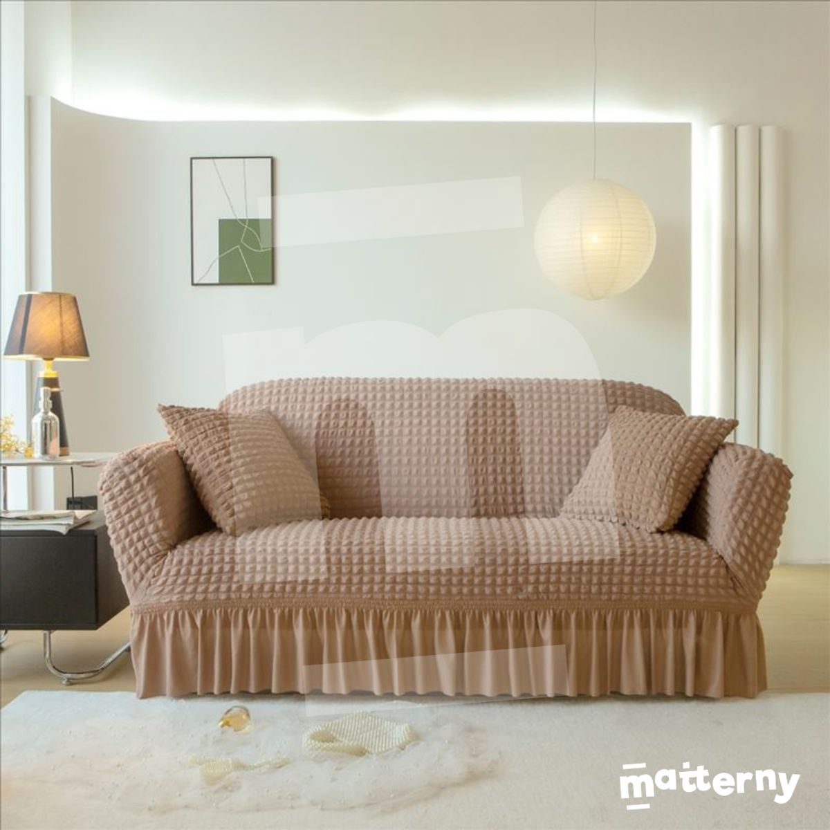 CASATEX - Funda Protectora Alto Relieve Para Muebles Set De 3-2-1 Asiento Marron