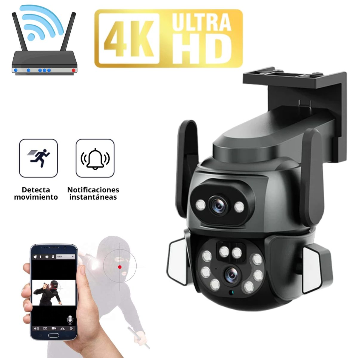 GENERICO - CÁMARAS SEGURIDAD IP WIFI VISION NOCTURNA CON MICROFONO LANTUN Q82 PRO 1080P