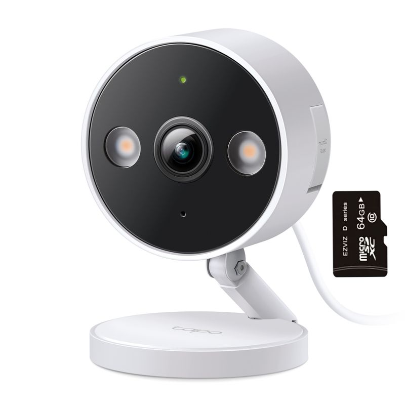 TP LINK - Cámara de Seguridad para Interior o Exterior 2K Wi-Fi TAPO C120 + MicroSD 64GB