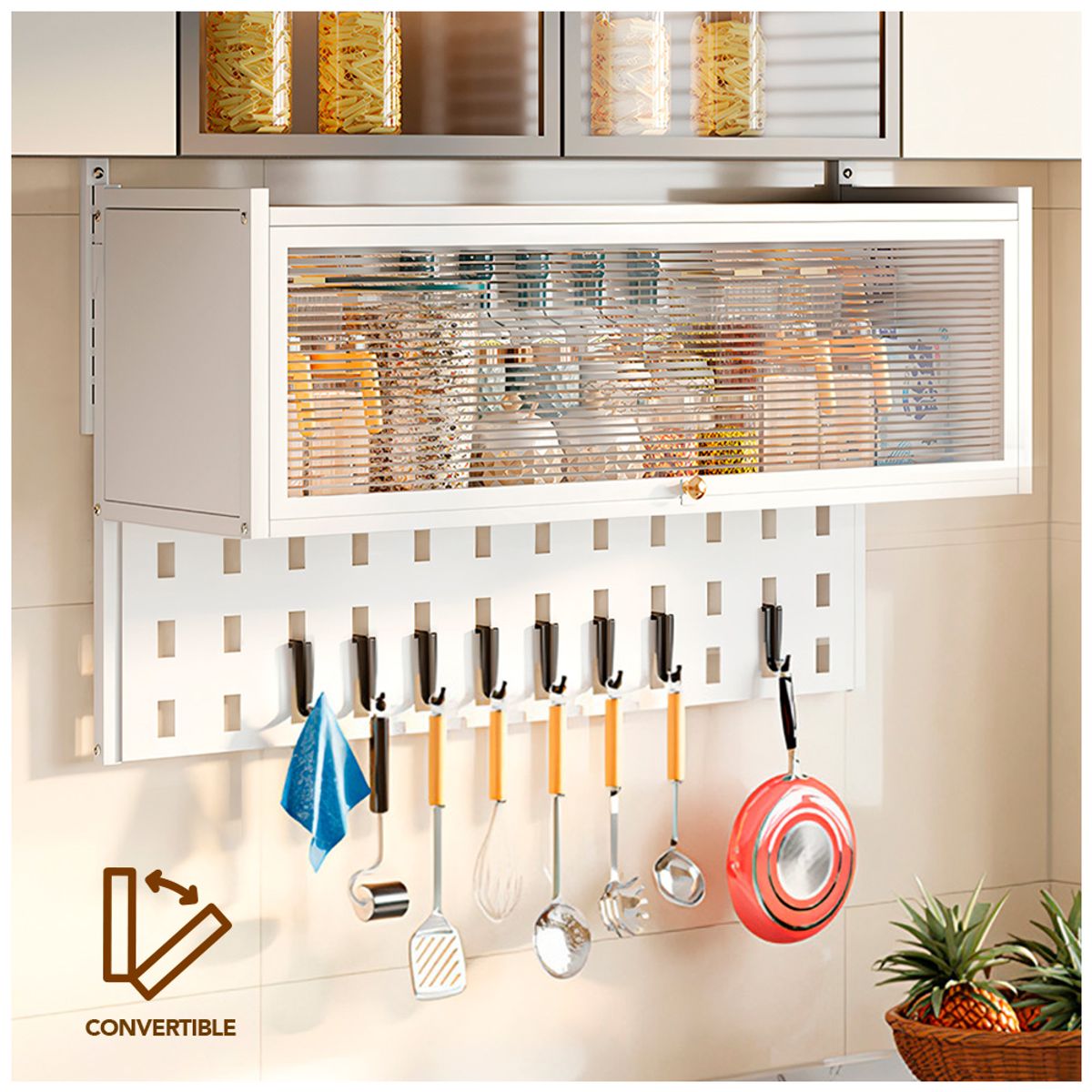 KELLER - Organizador Estante de Cocina Colgante 67 CM Blanco 44A