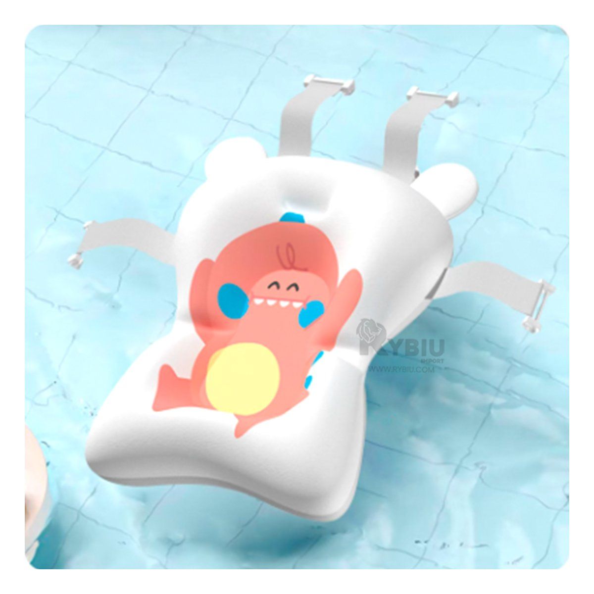 RYBIU IMPORT - Cojin para Bebe de Banera en Dinosaurio Rosado-Bla