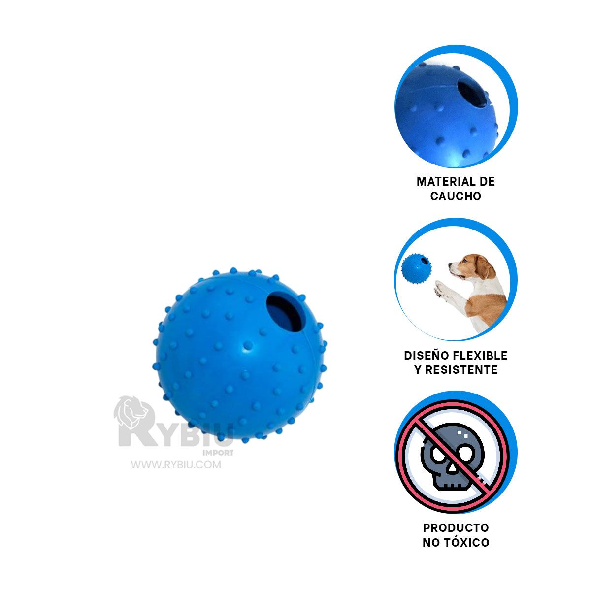 GENERICO - Pelota para Mascota Resistente en Azul Y+Regalo Agendita