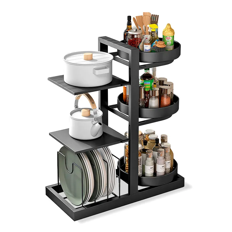 KELLER - Organizador de Ollas Platos con Soporte Giratorio Condimentos 3Niv J24