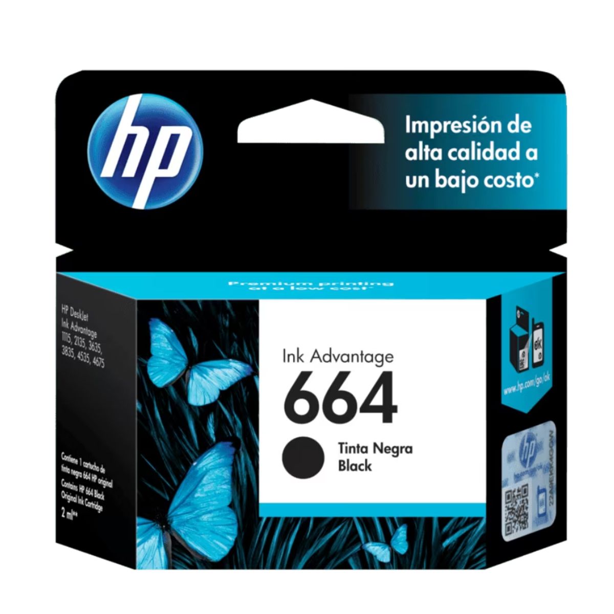HP - Cartucho de Tinta HP 664 Negra Original