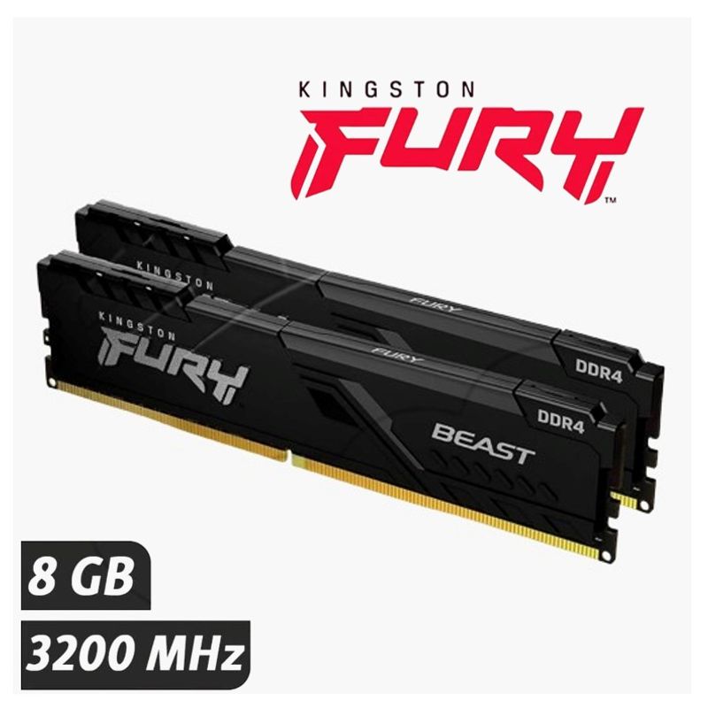 KINGSTON - MEMORIA RAM DDR4 3200MHZ 8GB FURY BEAST KINGSTON NEGRO