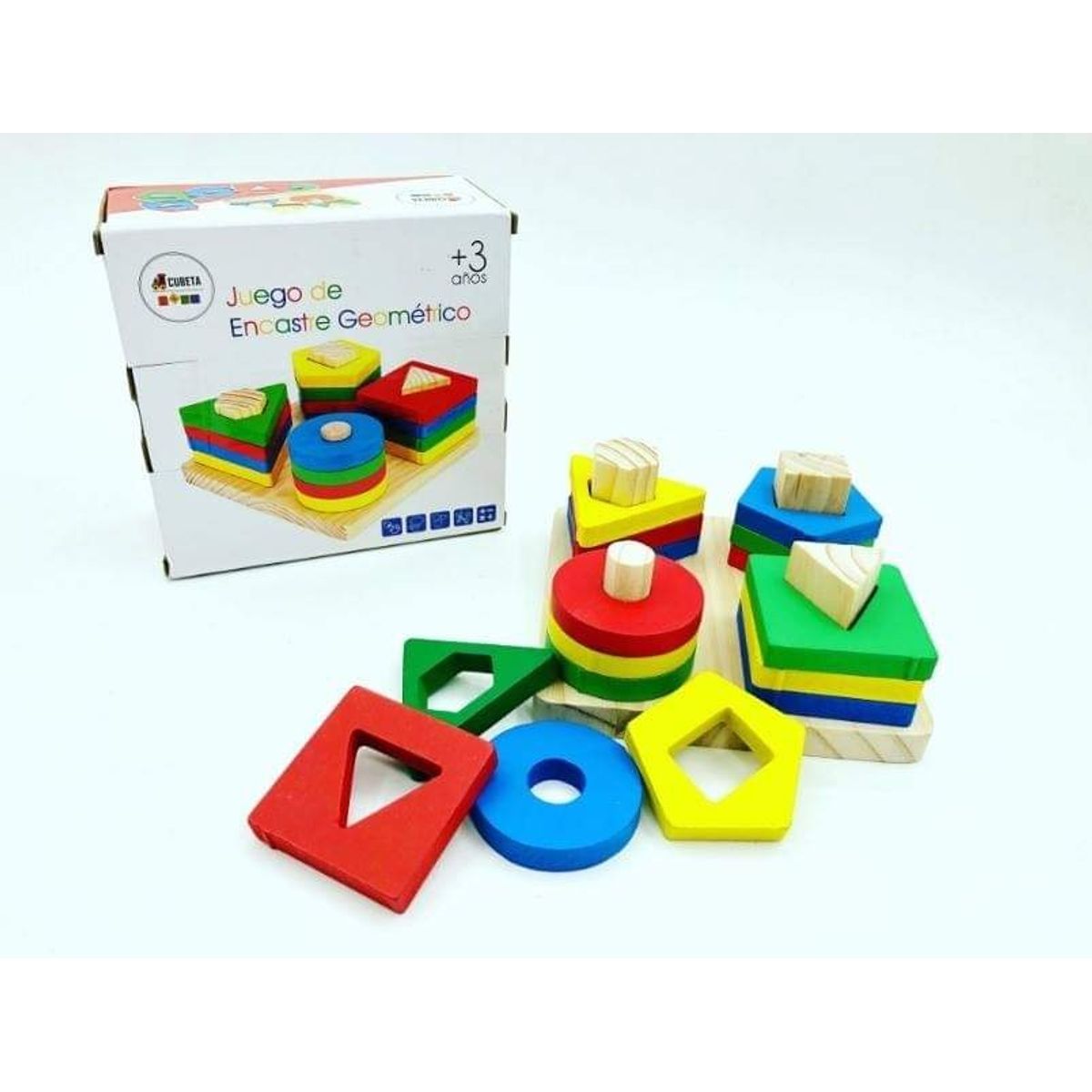 GENERICO - Didáctico de Apilamiento Geométrico 4 Torres de Madera