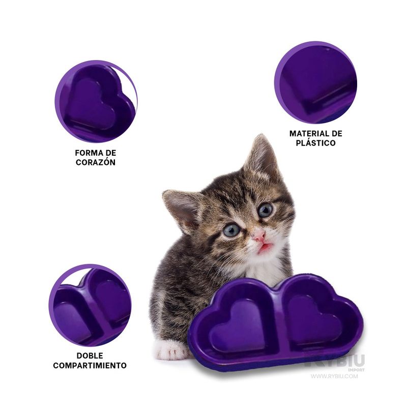 GENERICO - Platillo de Comida para Mascotas de Color Morado Y+Agendita