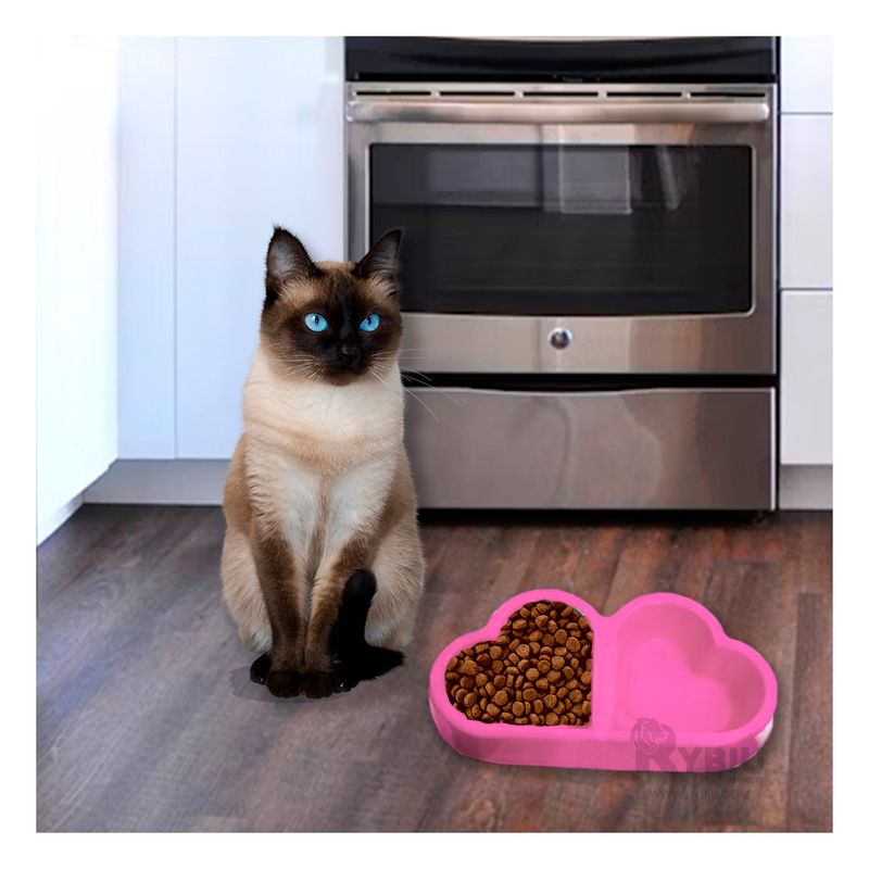 RYBIU IMPORT - Plato para Mascotas de Plastico Rosado Y+Regalo Stickers