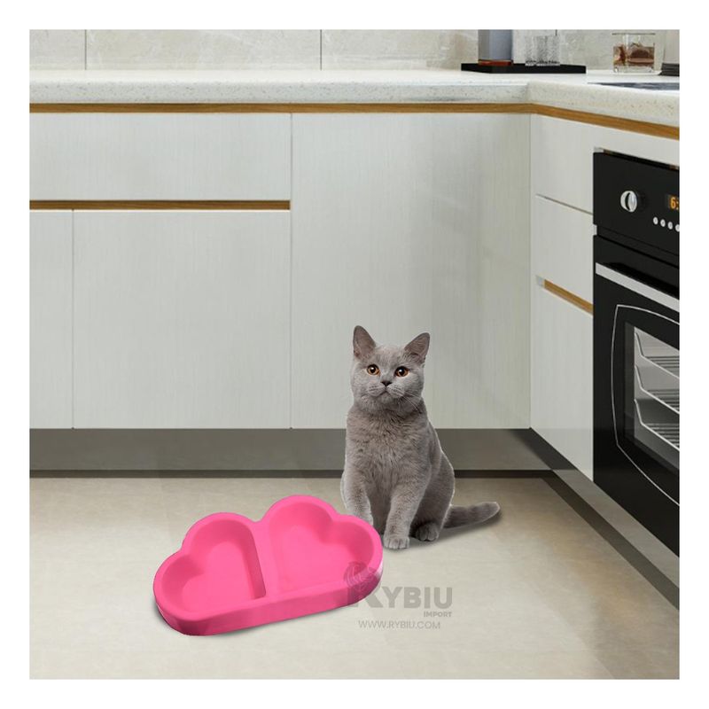 RYBIU IMPORT - Comedor Pet para Gato en Tono Rosado Y+Ligas de Regalo