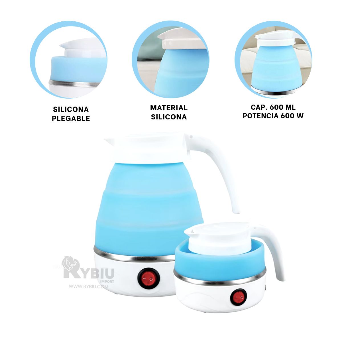 GENERICO - Maquina Calentador de Agua 600ml Celeste Y+Ligas de Regalo