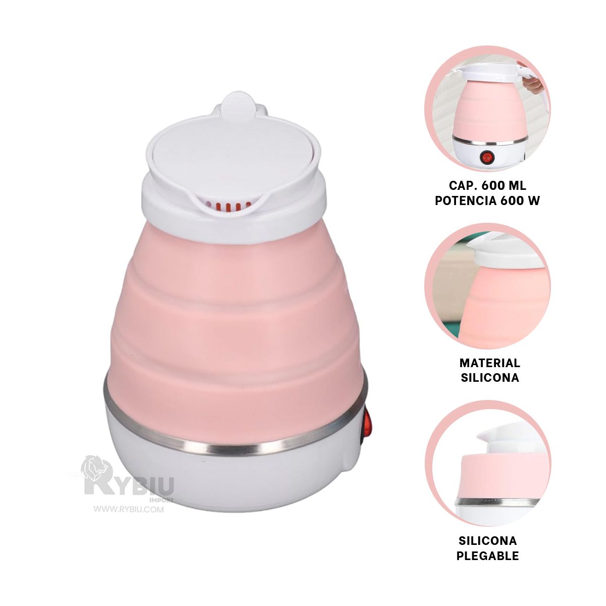 GENERICO - Hervidor de Bebidas Calientes 600ml Rosado Y+Gift Stickers