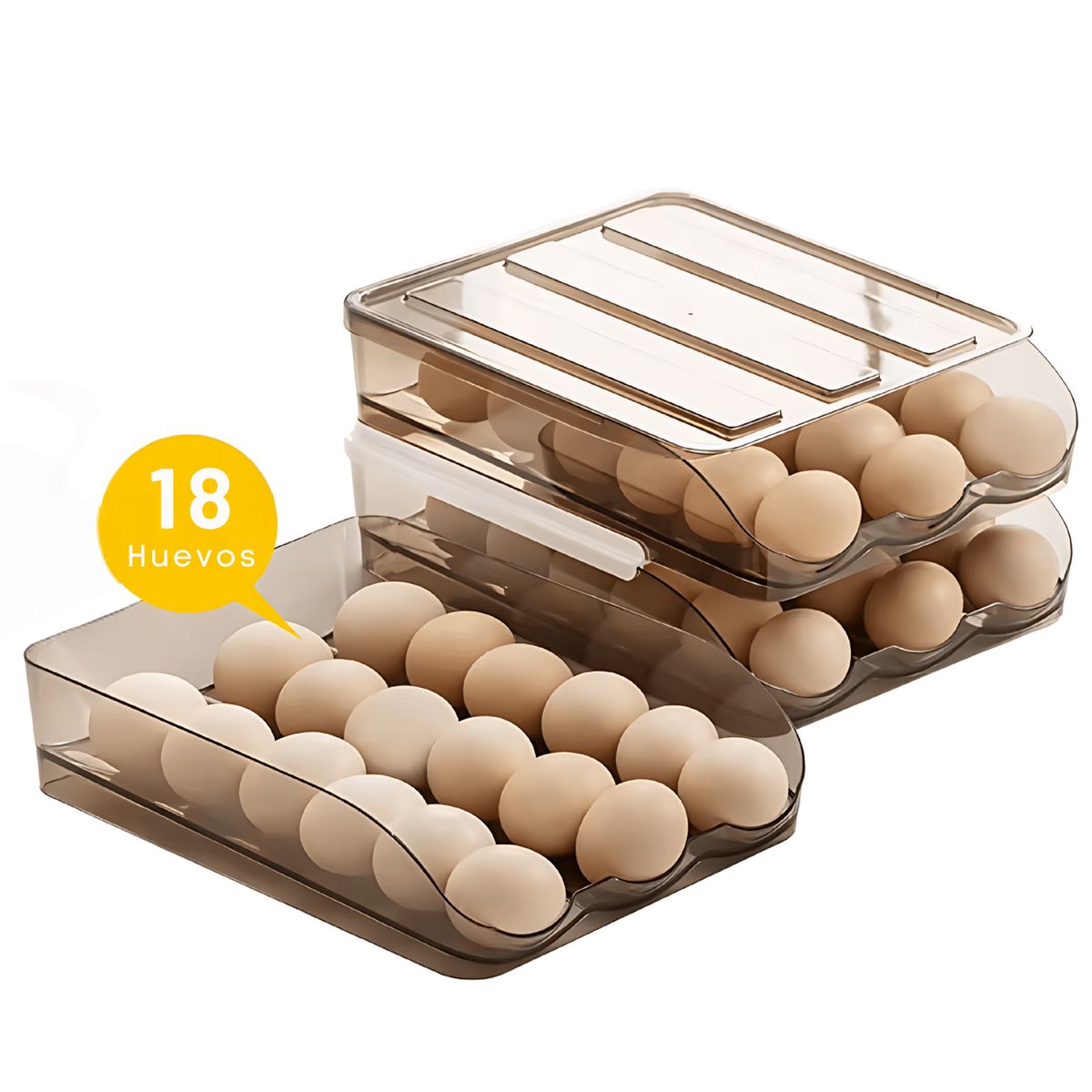 GENERICO - Dispensador de huevos apilable de 2 niveles para 36 huevos