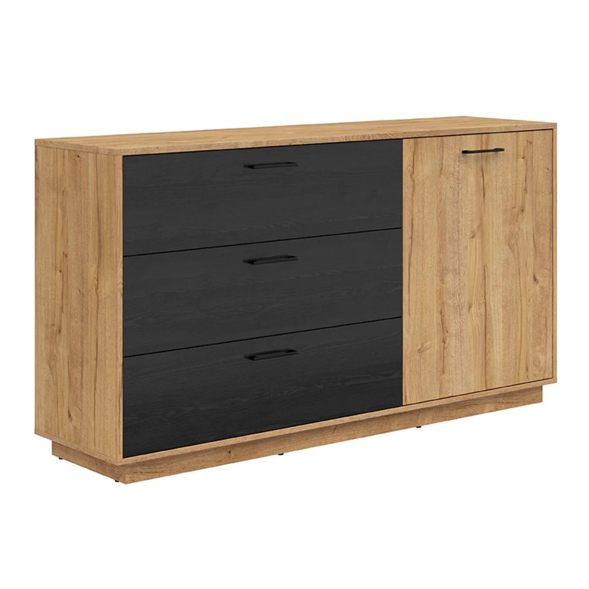 TU MESITA - Cómoda Clásica 3 cajones 1 puerta Alissa MacadamiaNegro TU MESITA