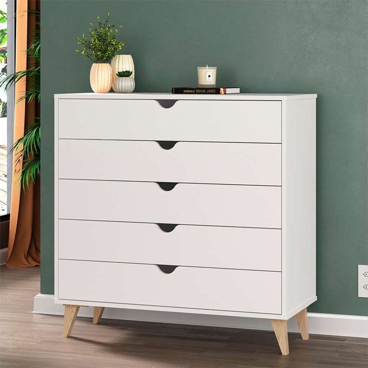 TU MESITA - Cómoda Clásica 5 cajones Dallas color Blanco TU MESITA