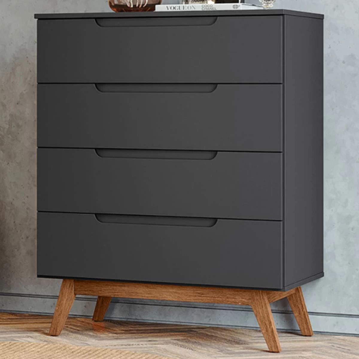 TU MESITA - Cómoda Clásica Alpha 4 cajones color Negro TU MESITA