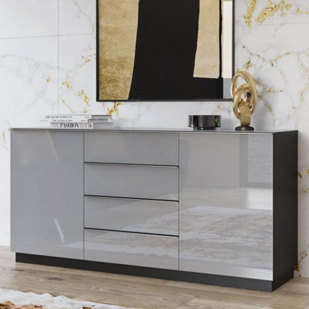 TU MESITA - Cómoda Clásica Benhur 4 cajones 2 puertas TU MESITA