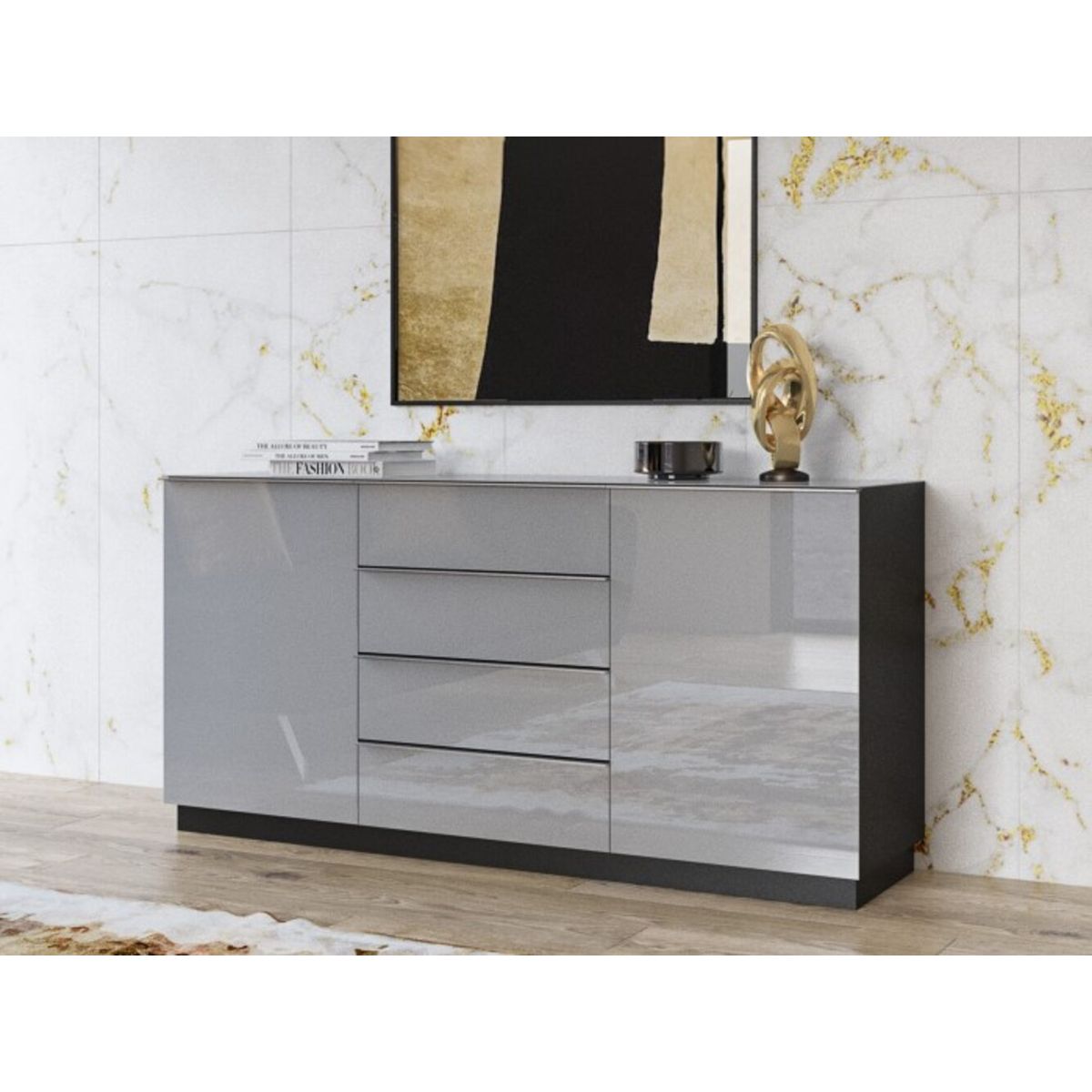 TU MESITA - Cómoda Clásica Benhur 4 cajones 2 puertas TU MESITA