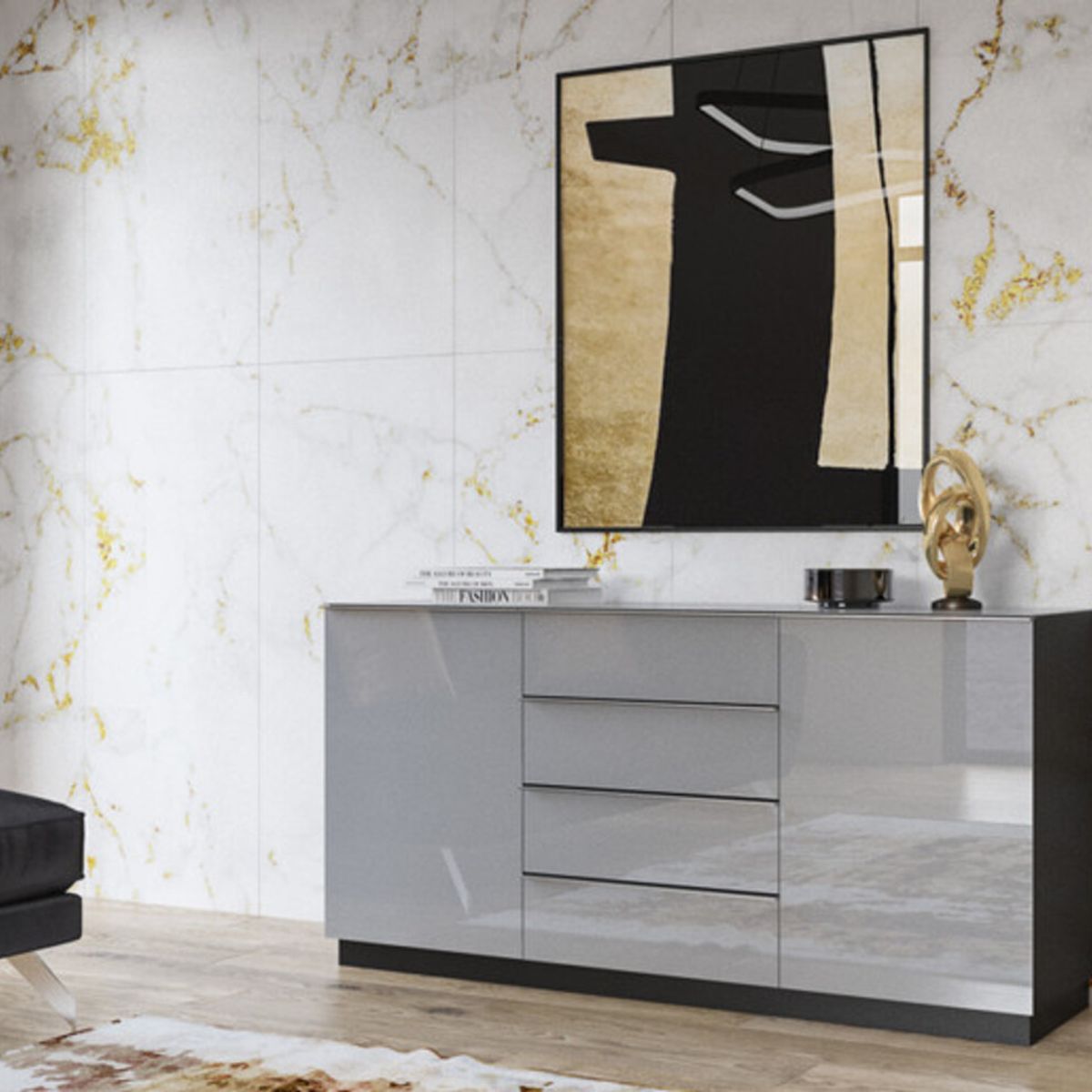 TU MESITA - Cómoda Clásica Benhur 4 cajones 2 puertas TU MESITA