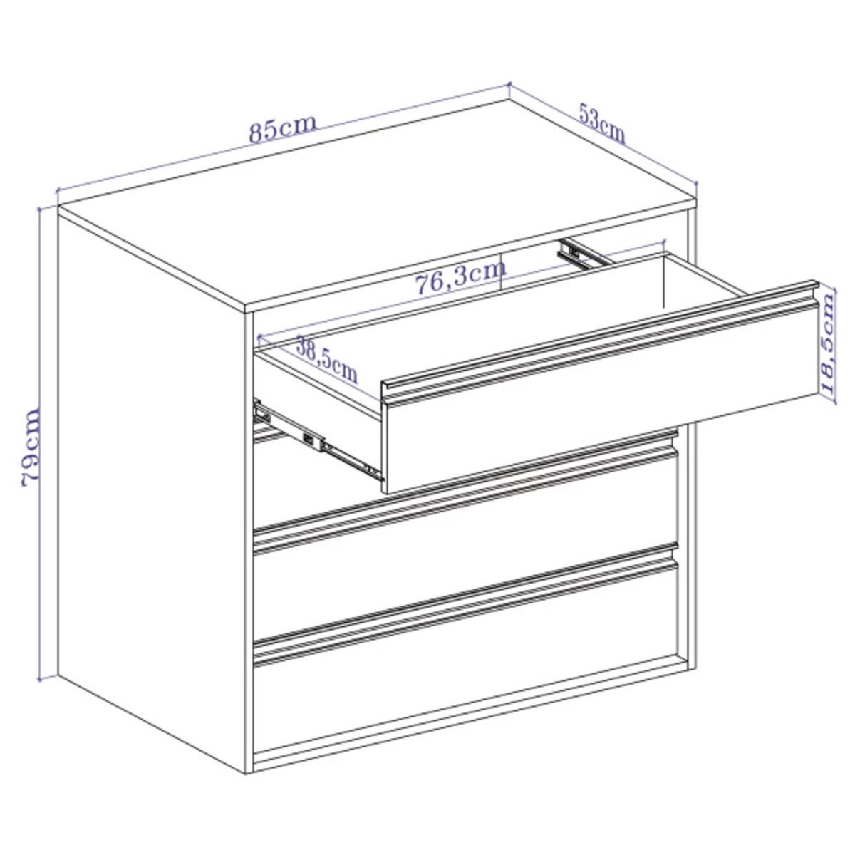 TU MESITA - Cómoda Clásica Chiapas color Blanco 5 cajones TU MESITA