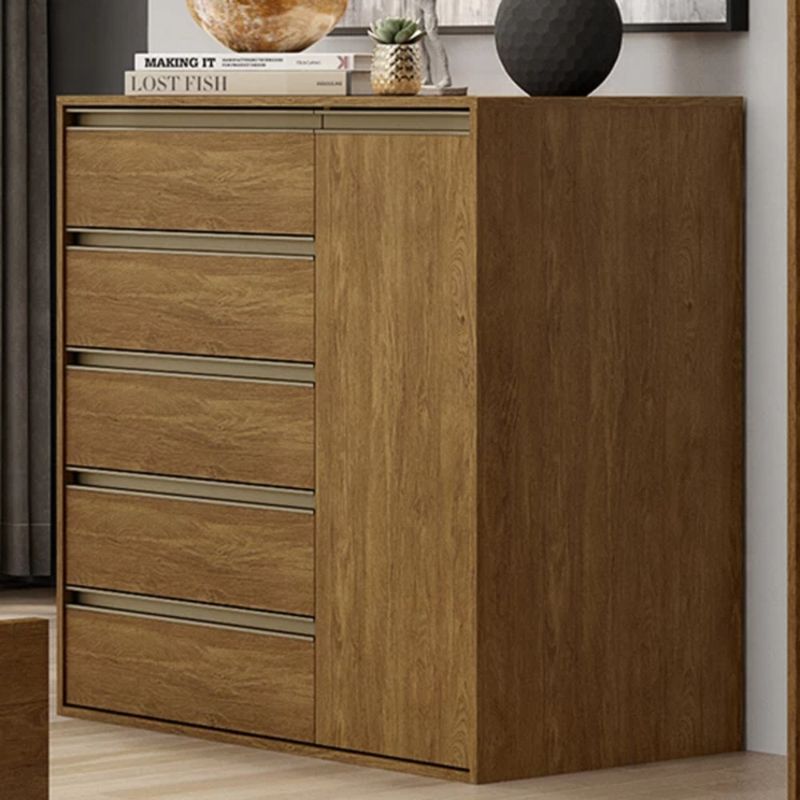 TU MESITA - Cómoda Clásica Chiapas color Marrón 5 cajones 1 puerta TU MESITA