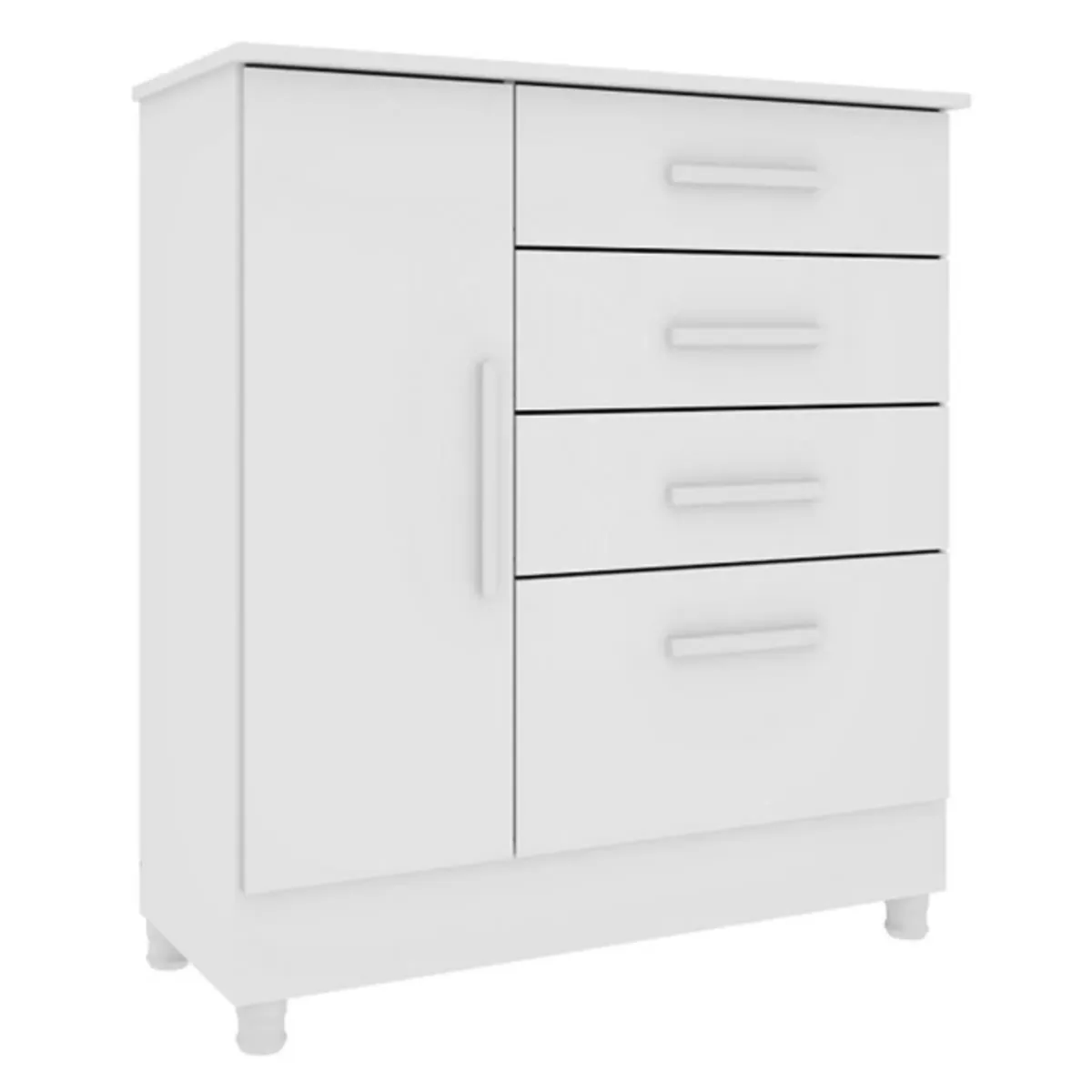TU MESITA - Cómoda Clásica Chicago 4 cajones 1 puerta TU MESITA color Blanco