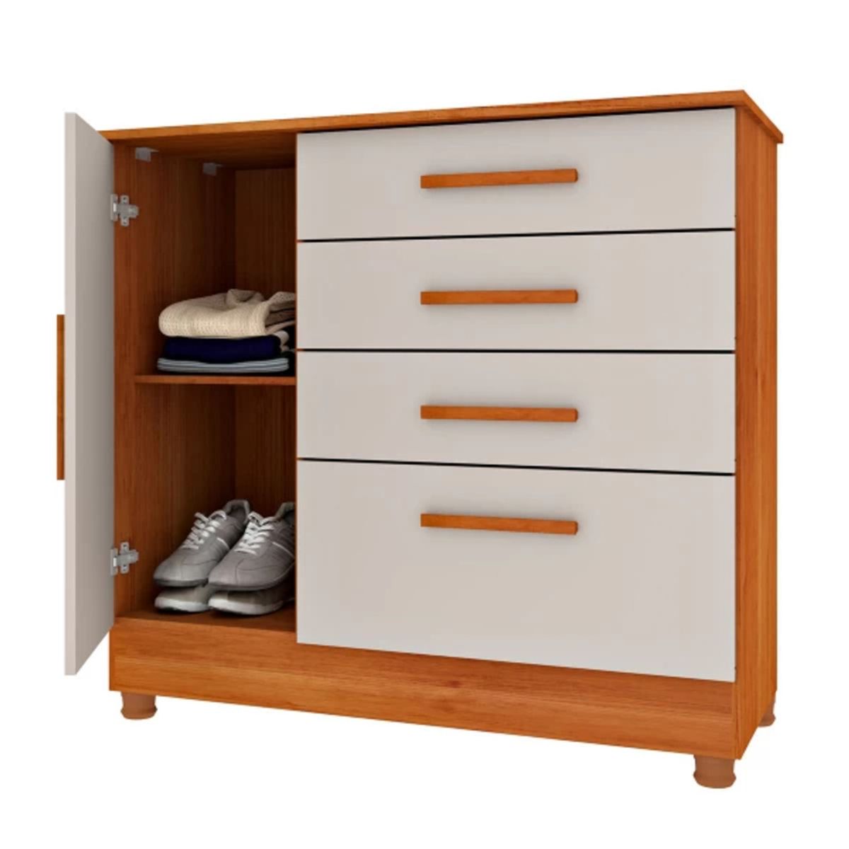 TU MESITA - Cómoda Clásica Chicago color BlancoHaya 4 cajones 1 puerta TU MESITA