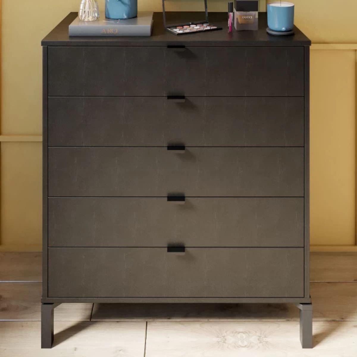 TU MESITA - Cómoda Clásica Queen 5 cajones color Negro TU MESITA