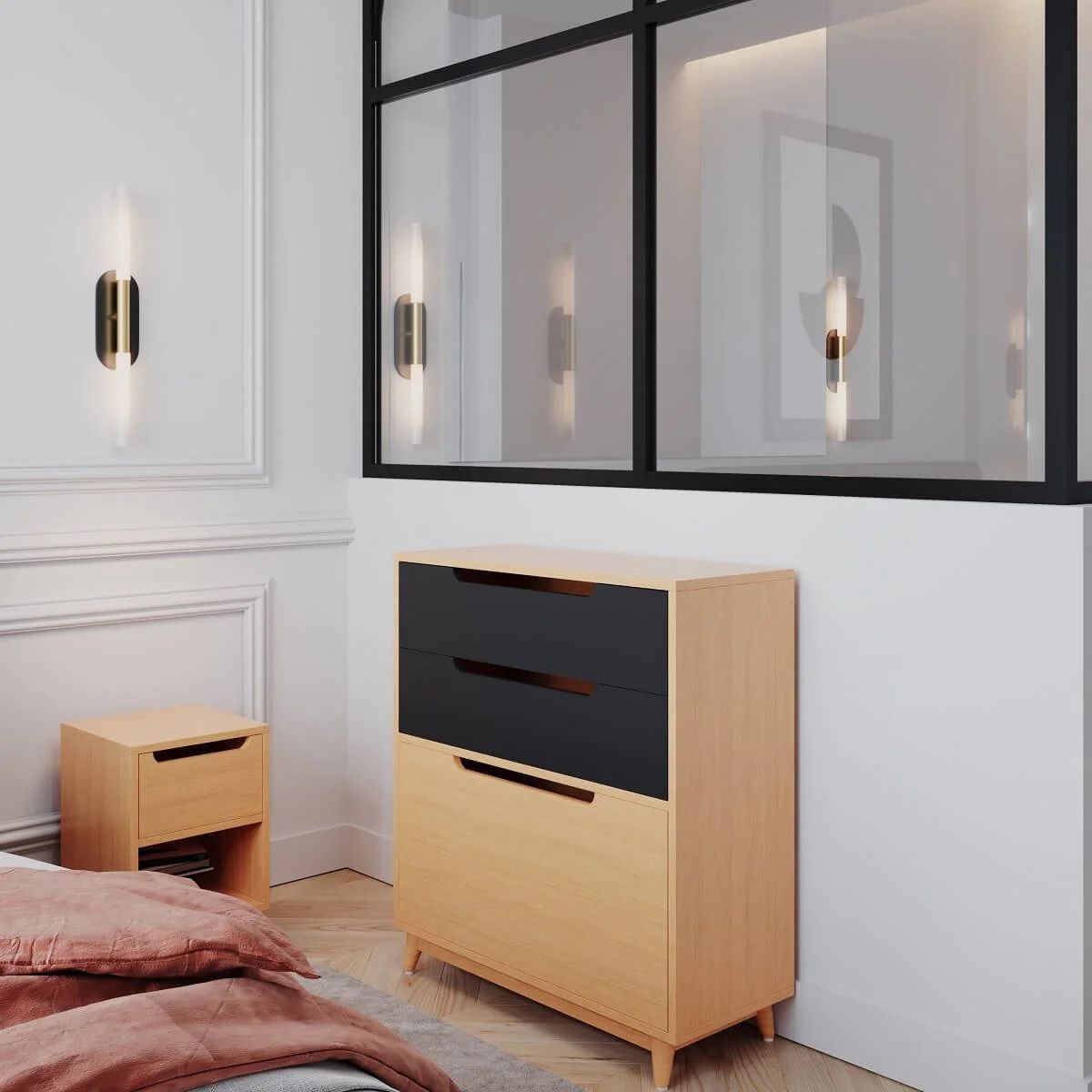 TU MESITA - Cómoda Compacta Moka 3 cajones color DunaNegro TU MESITA