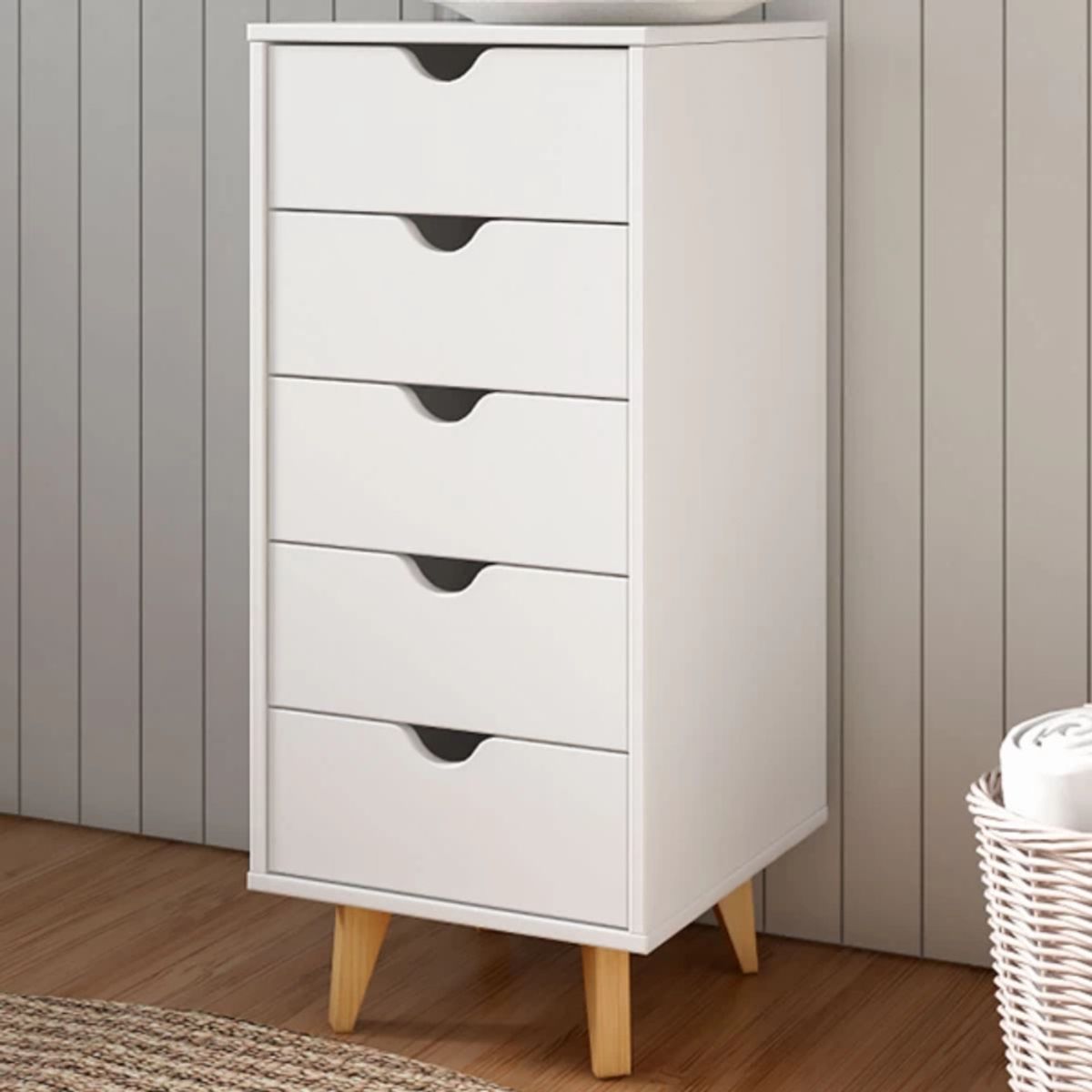 TU MESITA - Cómoda en Vertical Ipanema 5 cajones color Blanco TU MESITA