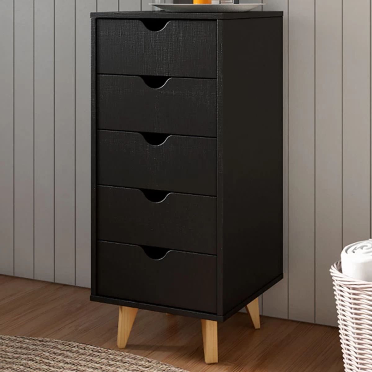 TU MESITA - Cómoda en Vertical Ipanema 5 cajones color Negro TU MESITA