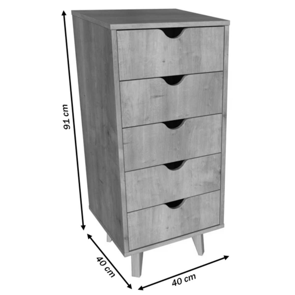 TU MESITA - Cómoda en Vertical Ipanema 5 cajones color Negro TU MESITA