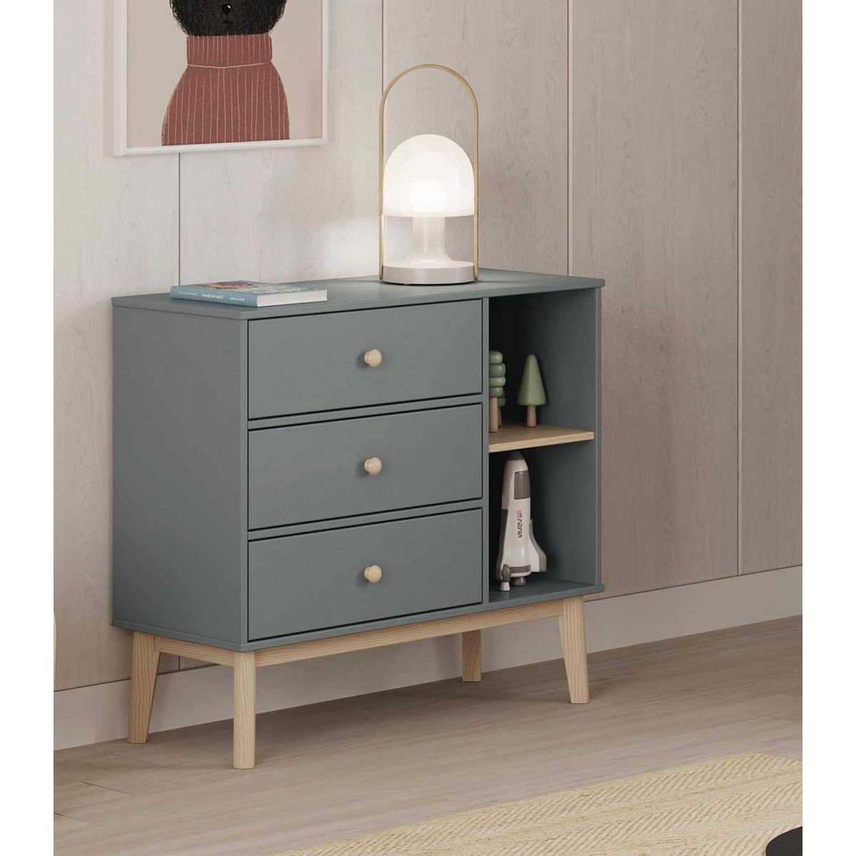 TU MESITA - Cómoda Infantil Kasidy 2 color Gris Oscuro TU MESITA