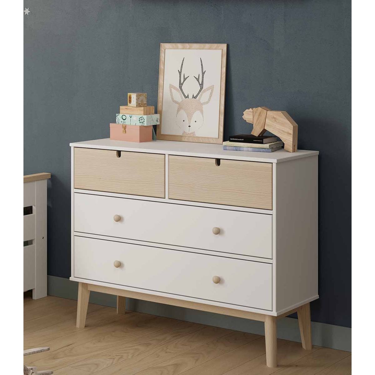 TU MESITA - Cómoda Infantil Kasidy color BlancoDuna TU MESITA 4 cajones