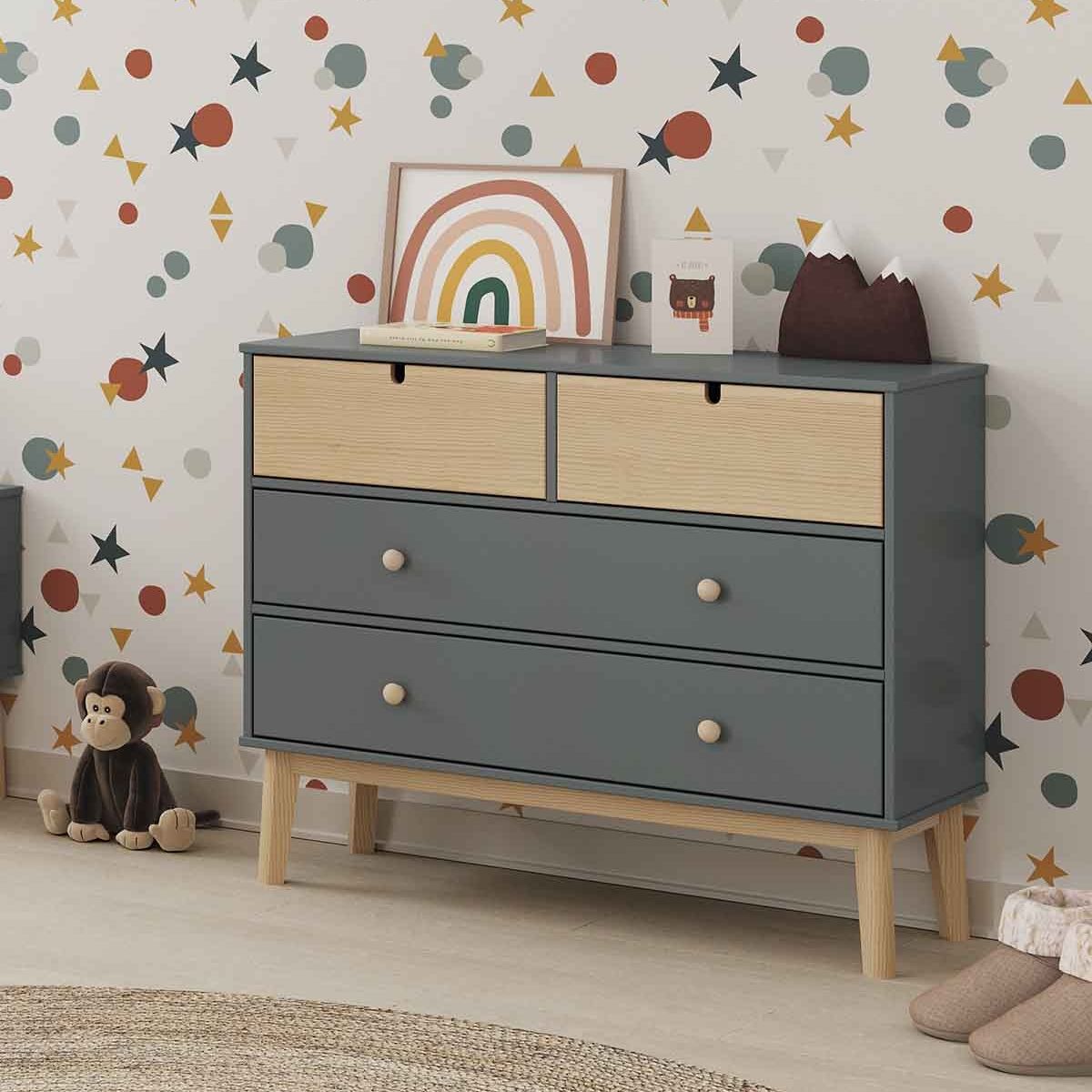 TU MESITA - Cómoda Infantil Kasidy color GrisDuna TU MESITA 4 cajones