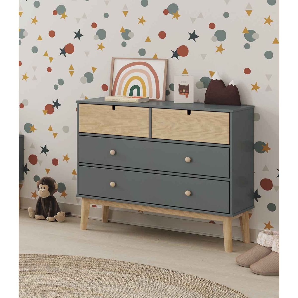 TU MESITA - Cómoda Infantil Kasidy color GrisDuna TU MESITA 4 cajones