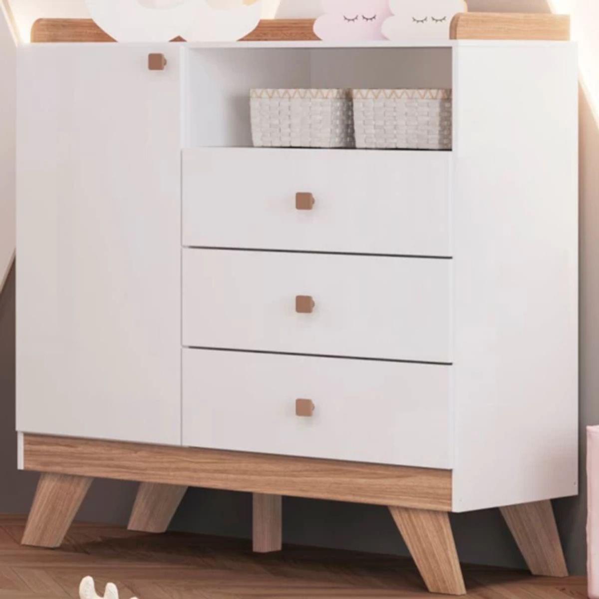 TU MESITA - Cómoda Infantil Padme color Blanco 3 cajones TU MESITA
