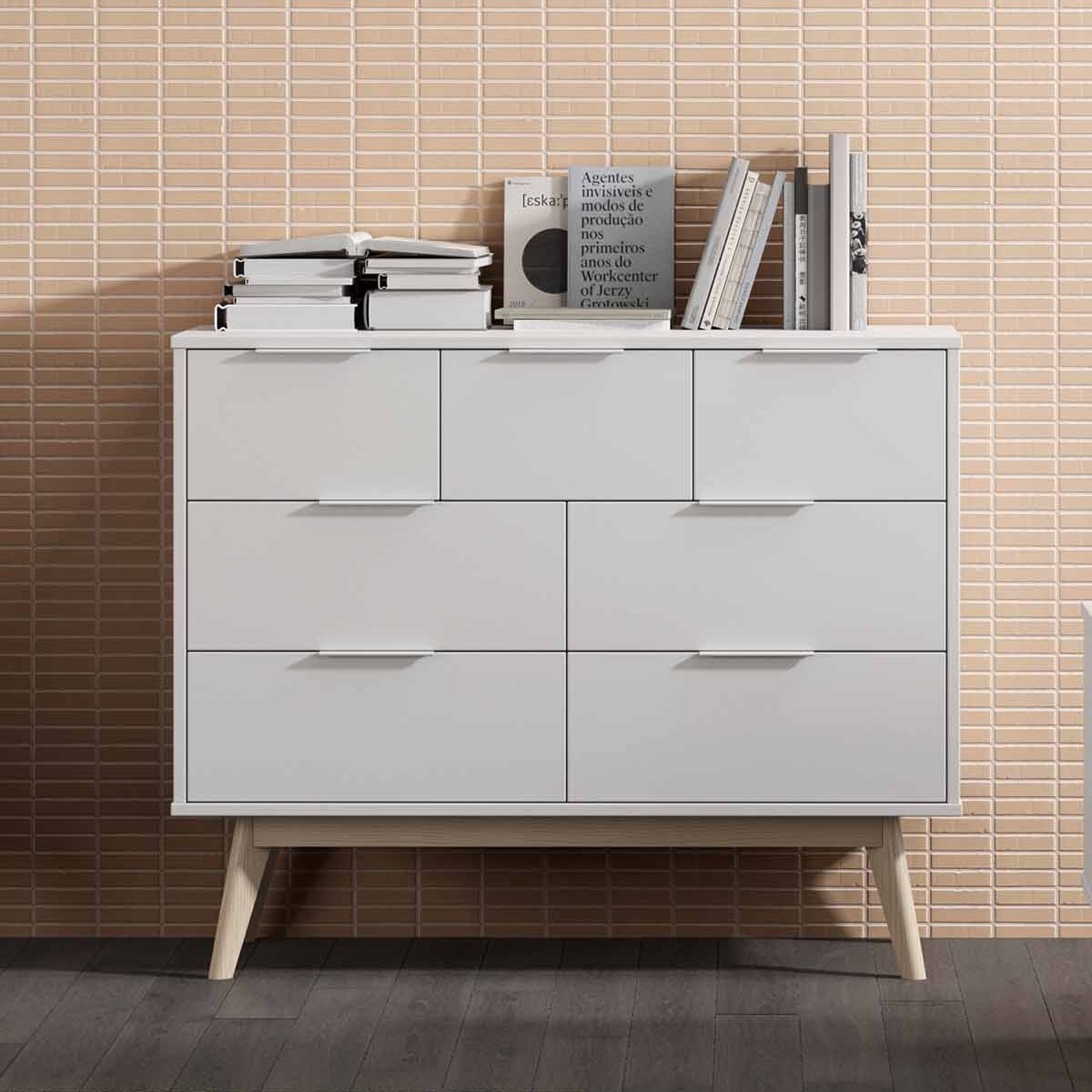 TU MESITA - Cómoda Juvenil Kasidy color Blanco TU MESITA 7 cajones