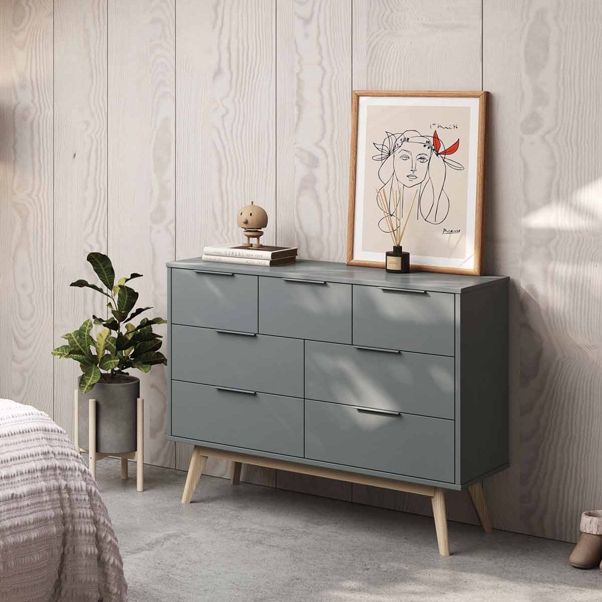 TU MESITA - Cómoda Juvenil Kasidy color Gris Oscuro TU MESITA 7 cajones