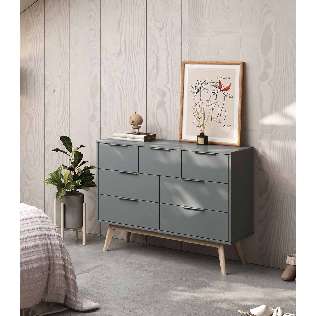 TU MESITA - Cómoda Juvenil Kasidy color Gris Oscuro TU MESITA 7 cajones